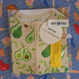 Little Sleepies Avocado Toast Zippered Pajamas - Cream & Green